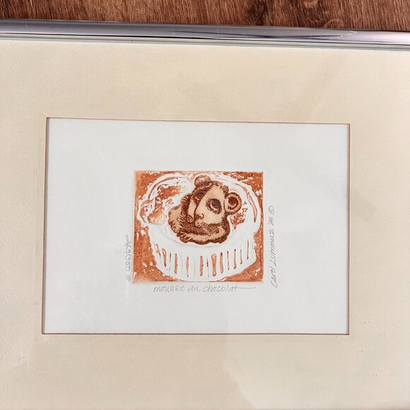 Original Carol Lummus Print Mousse Au Chocolat Embossed Mouse Etching Art 1981 - Picture 13 of 14